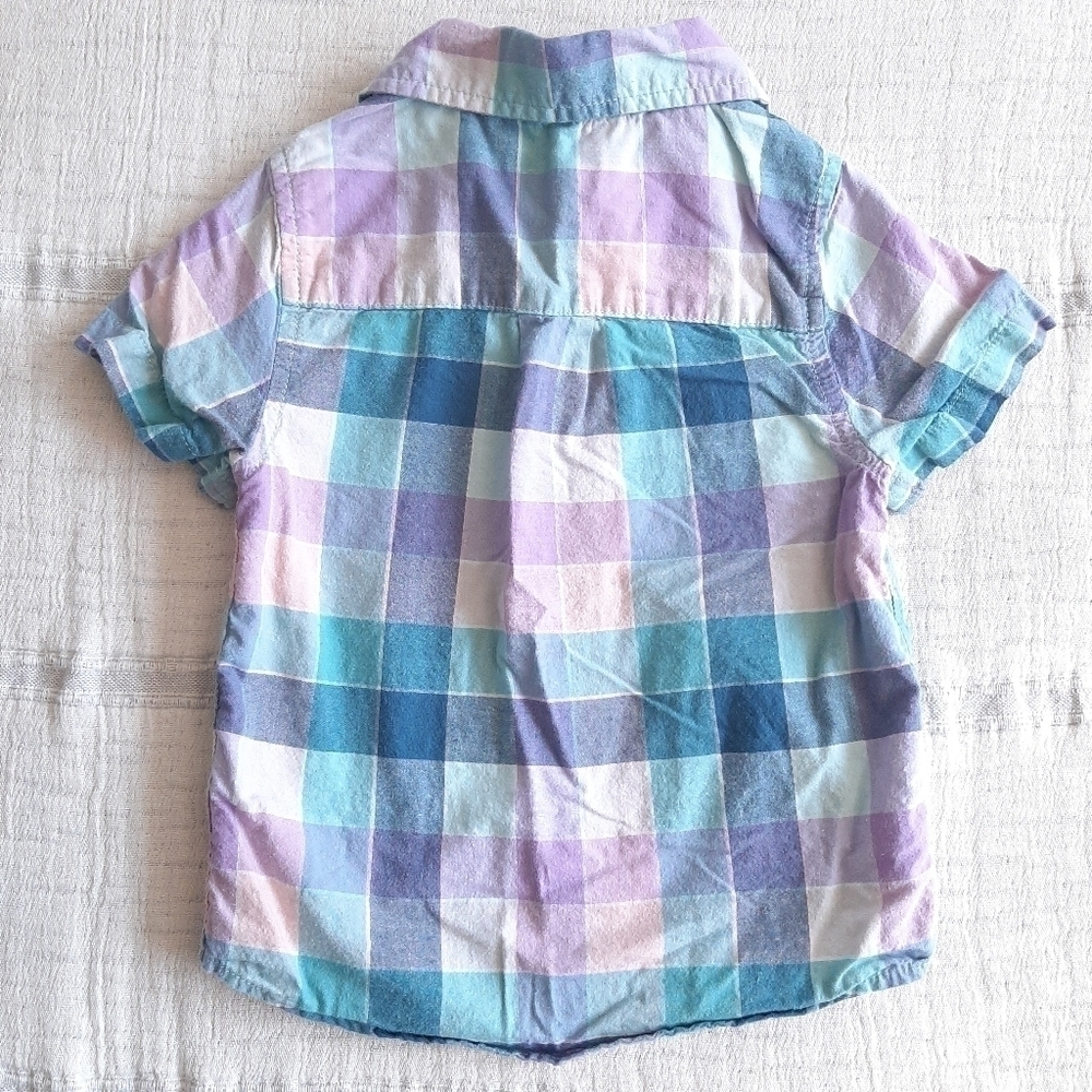 Cat & Jack Short Sleeve Plaid Button Up Shirt size 2T - Picture 2 of 5